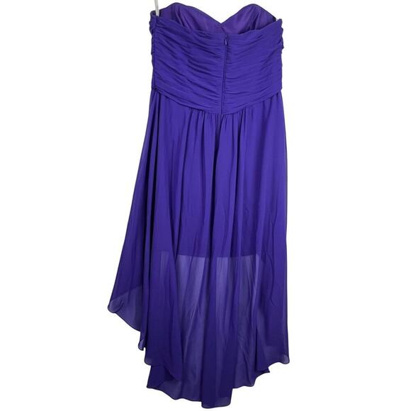 David's Bridal REGENCY Purple Mini Strapless Bandeau Top High Low Chiffon Dress - Picture 2 of 10